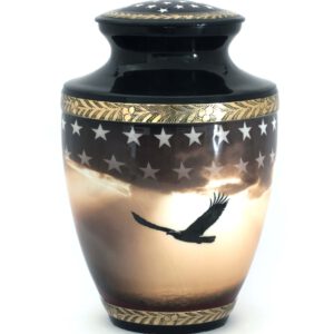 urn for ashes 200 cubic inch with stars and stripes of the american flag