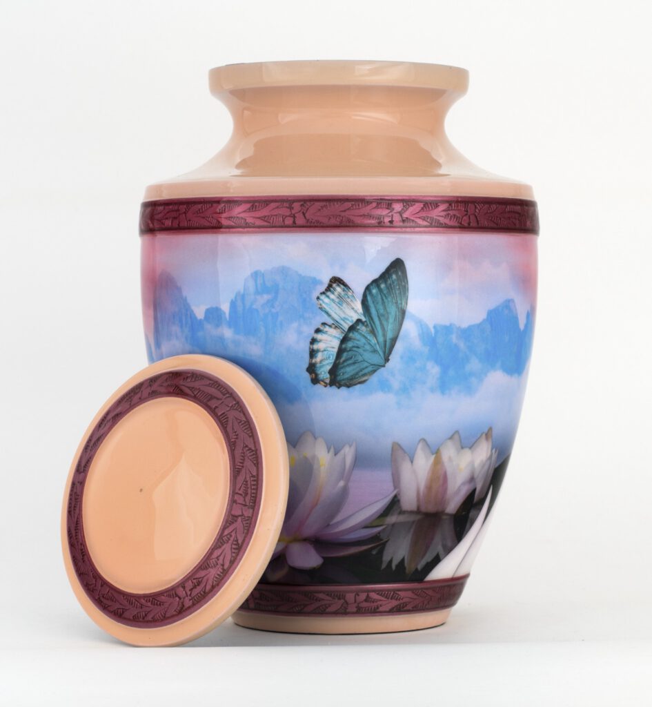 Pink Cremation urn for human ash adult female